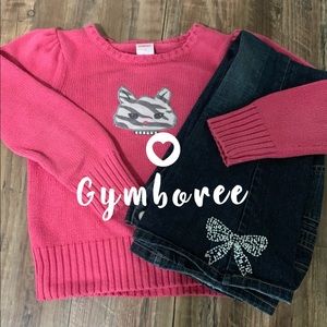Gymboree bow jeans & kitty sweater